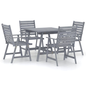 Set Pranzo da Giardino 5 pz in Legno Massello di Acacia Grigio cod mxl 35718