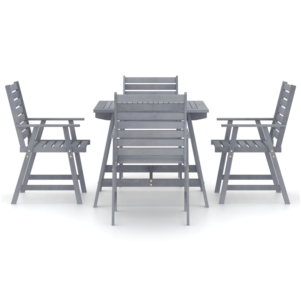 Set Pranzo da Giardino 5 pz in Legno Massello di Acacia Grigio cod mxl 35718