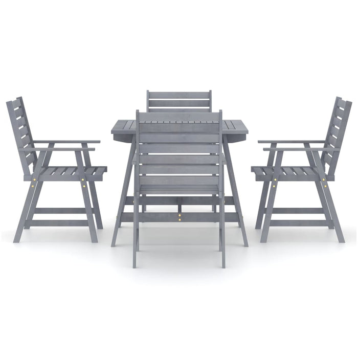 Set Pranzo da Giardino 5 pz in Legno Massello di Acacia Grigio cod mxl 35718