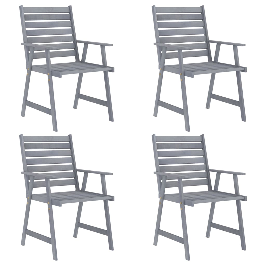 Set Pranzo da Giardino 5 pz in Legno Massello di Acacia Grigio cod mxl 35718