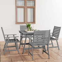 Set Pranzo da Giardino 5 pz in Legno Massello di Acacia Grigio cod mxl 35718