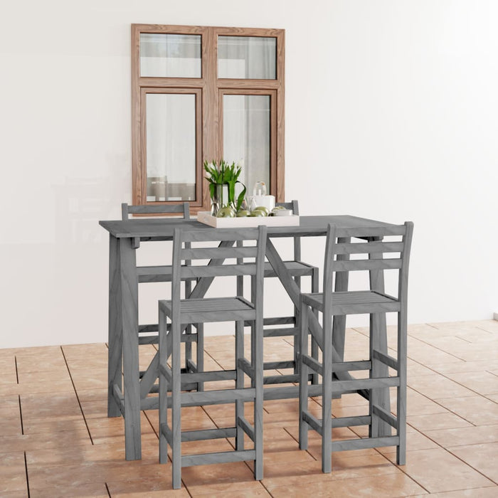 Set da Bar da Giardino 5 pz Grigio in Legno Massello di Acacia 3057860