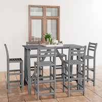 Set da Bar da Giardino 7 pz Grigio in Legno Massello di Acacia 3057861