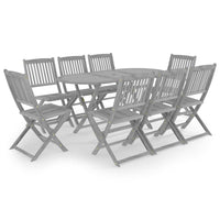 Set da Pranzo per Giardino 9 pz Legno Massello di Acacia Grigio cod mxl 35423