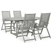 Set Pranzo da Giardino 5 pz in Legno Massello di Acacia Grigio cod mxl 40917