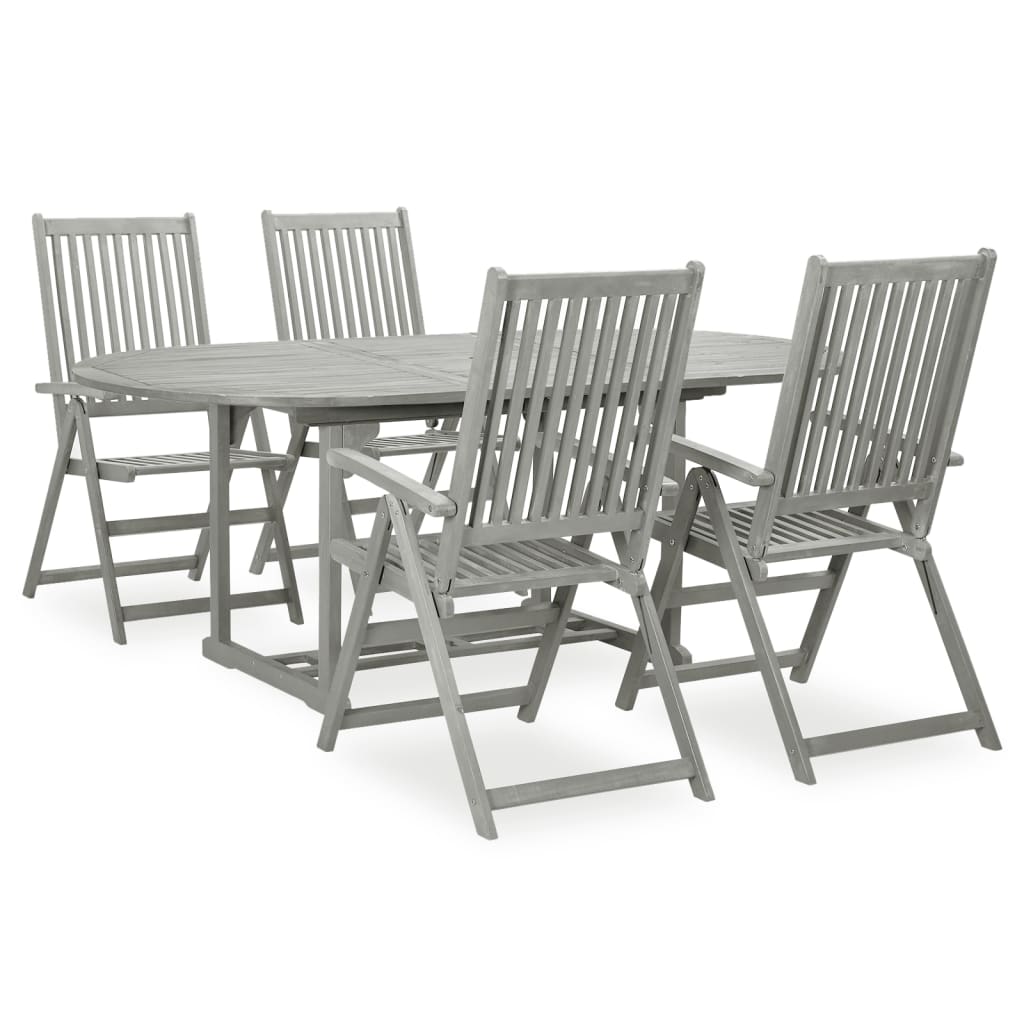 Set Pranzo da Giardino 5 pz in Legno Massello di Acacia Grigio 3057907