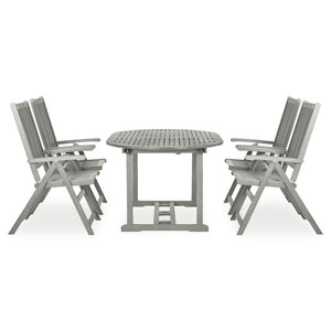 Set Pranzo da Giardino 5 pz in Legno Massello di Acacia Grigio 3057907