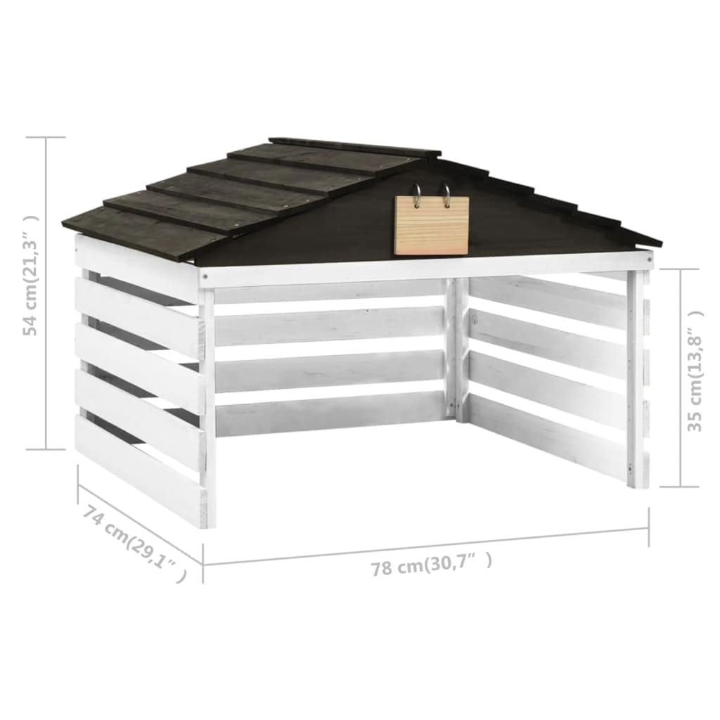 Casetta per Tosaerba Robotizzato Nero e Bianco 78x74x54cm Abete 315300