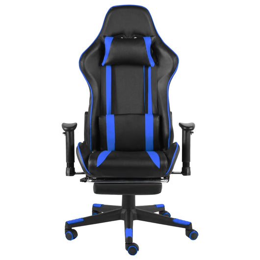 Sedia da Gaming Girevole con Poggiapiedi Blu in PVC 20485