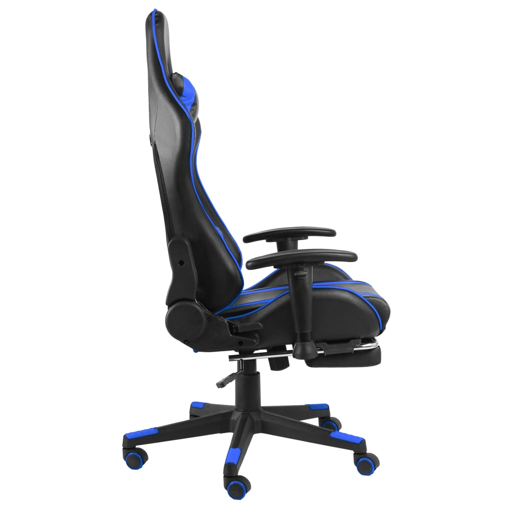 Sedia da Gaming Girevole con Poggiapiedi Blu in PVC cod mxl 61519