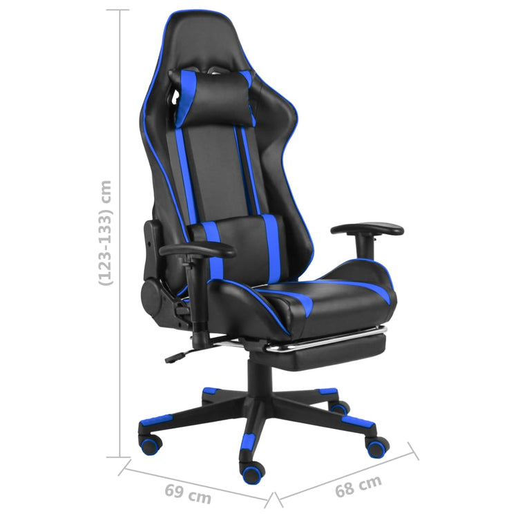 Sedia da Gaming Girevole con Poggiapiedi Blu in PVC cod mxl 61519