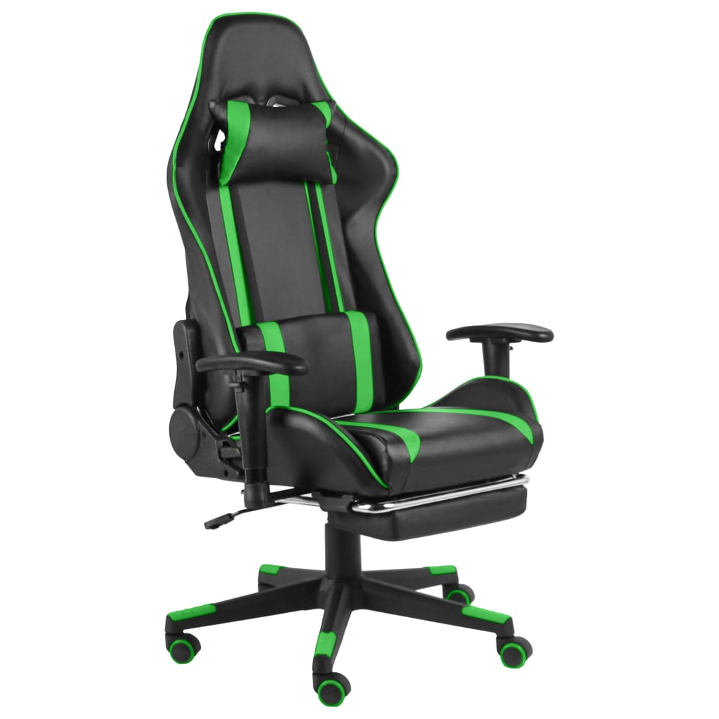 Sedia da Gaming Girevole con Poggiapiedi Verde in PVC cod mxl 60960