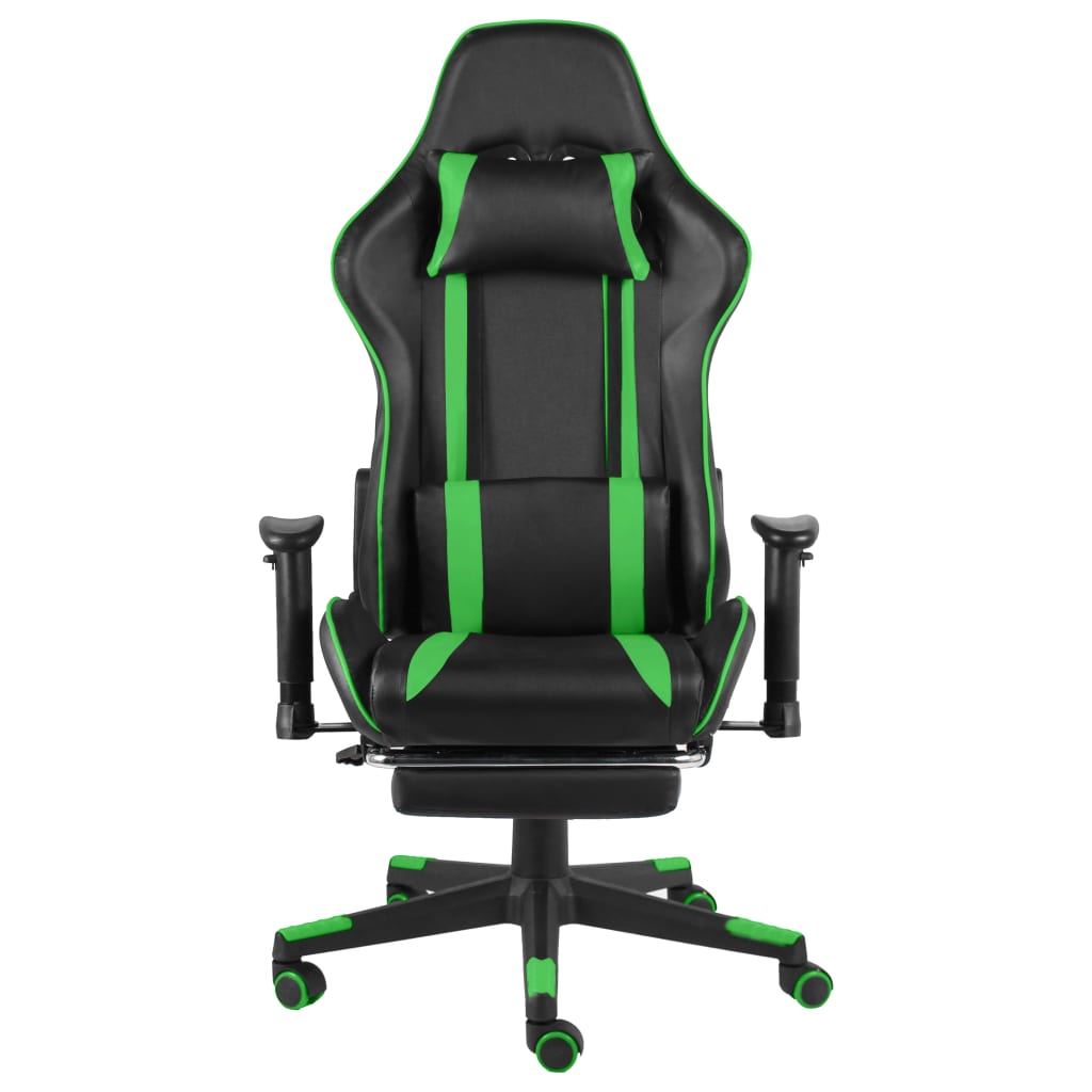 Sedia da Gaming Girevole con Poggiapiedi Verde in PVC cod mxl 60960