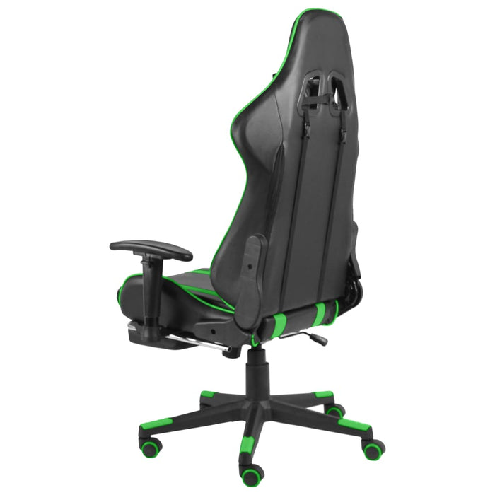 Sedia da Gaming Girevole con Poggiapiedi Verde in PVC 20486