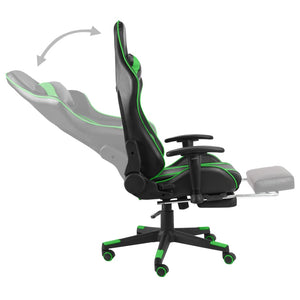 Sedia da Gaming Girevole con Poggiapiedi Verde in PVC cod mxl 60960