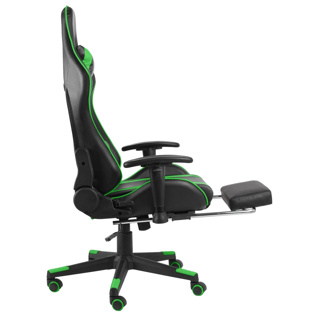 Sedia da Gaming Girevole con Poggiapiedi Verde in PVC cod mxl 60960