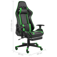 Sedia da Gaming Girevole con Poggiapiedi Verde in PVC cod mxl 60960