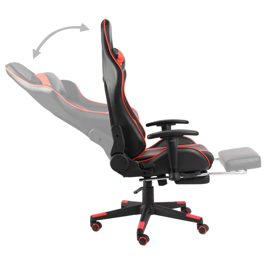 Sedia da Gaming Girevole con Poggiapiedi Rossa in PVC cod mxl 60878