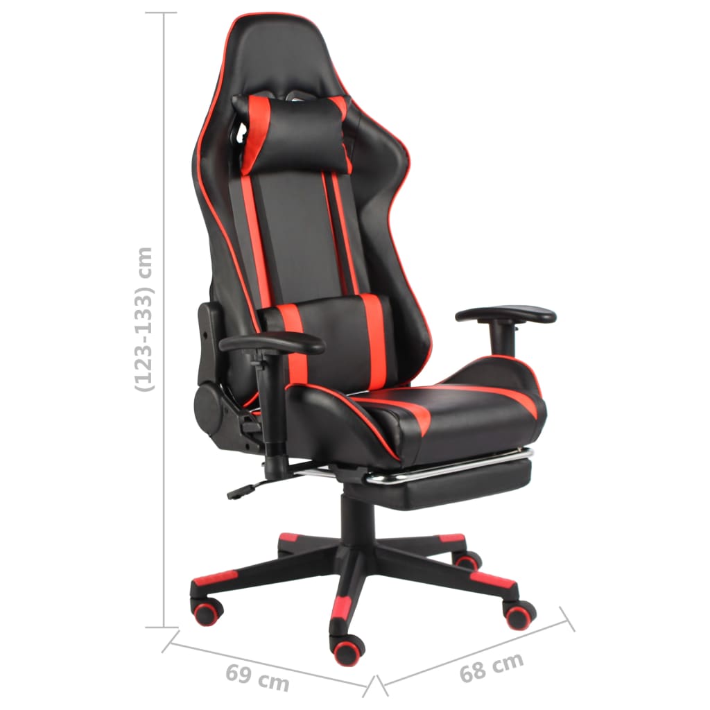 Sedia da Gaming Girevole con Poggiapiedi Rossa in PVC cod mxl 60878