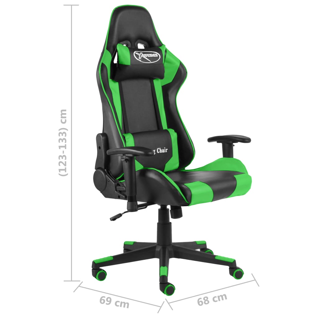 Sedia da Gaming Girevole Verde in PVC 20493