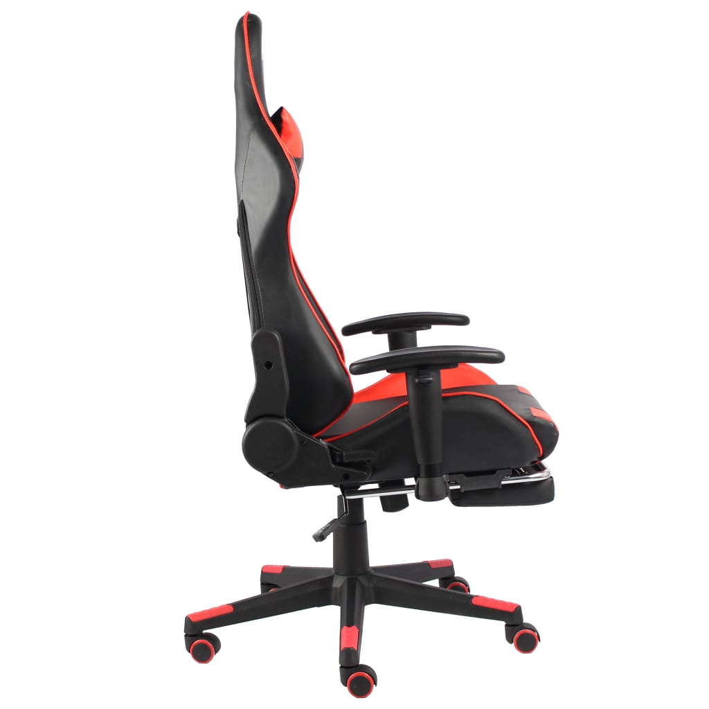 Sedia da Gaming Girevole con Poggiapiedi Rossa in PVC 20497