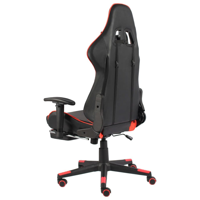 Sedia da Gaming Girevole con Poggiapiedi Rossa in PVC 20497