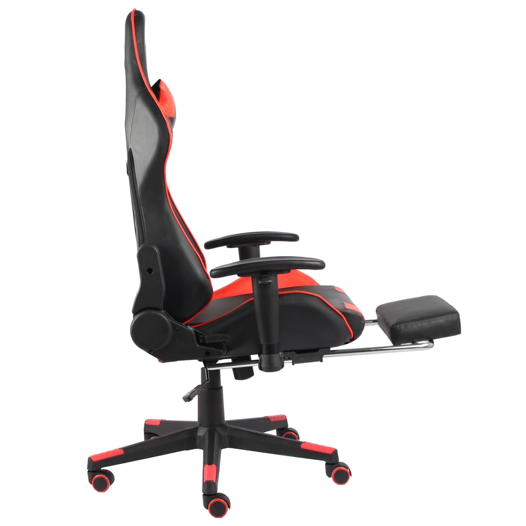 Sedia da Gaming Girevole con Poggiapiedi Rossa in PVC 20497