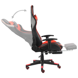 Sedia da Gaming Girevole con Poggiapiedi Rossa in PVC 20497