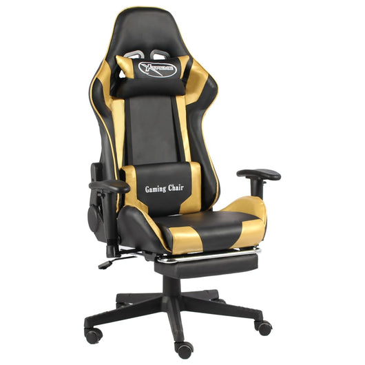 Sedia da Gaming Girevole con Poggiapiedi Oro in PVC cod mxl 69863