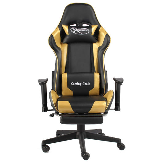 Sedia da Gaming Girevole con Poggiapiedi Oro in PVC cod mxl 69863