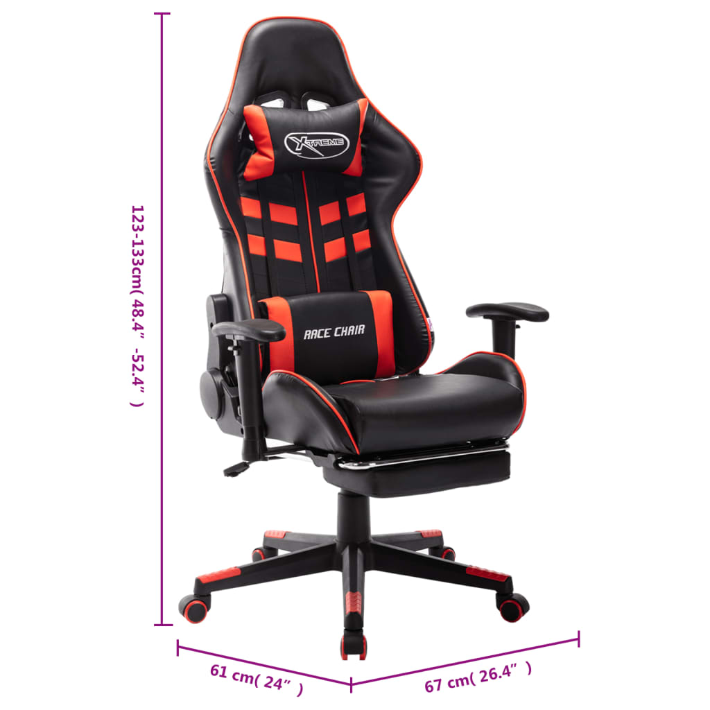 Sedia da Gaming con Poggiapiedi Rossa e Nera in Similpelle cod mxl 62614