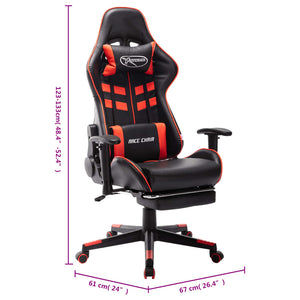 Sedia da Gaming con Poggiapiedi Rossa e Nera in Similpelle cod mxl 62614