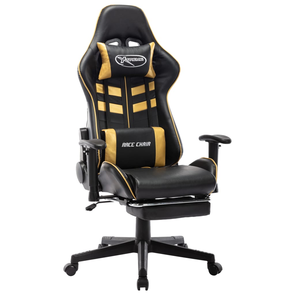 Sedia da Gaming con Poggiapiedi Nera e Oro in Similpelle cod mxl 69309