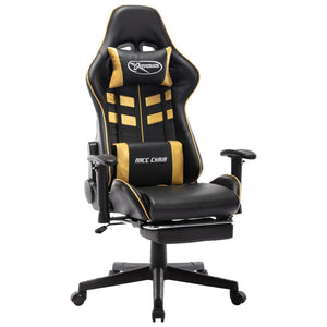 Sedia da Gaming con Poggiapiedi Nera e Oro in Similpelle cod mxl 69309