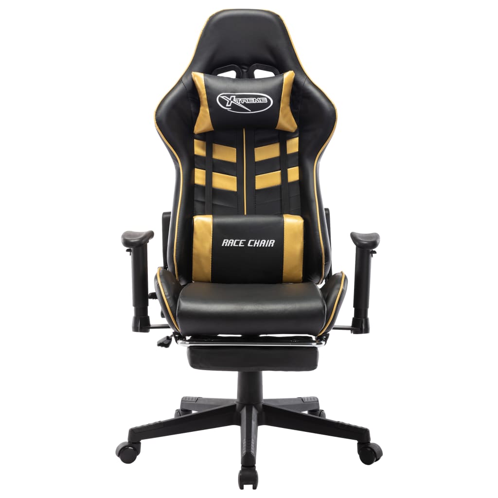 Sedia da Gaming con Poggiapiedi Nera e Oro in Similpelle cod mxl 69309