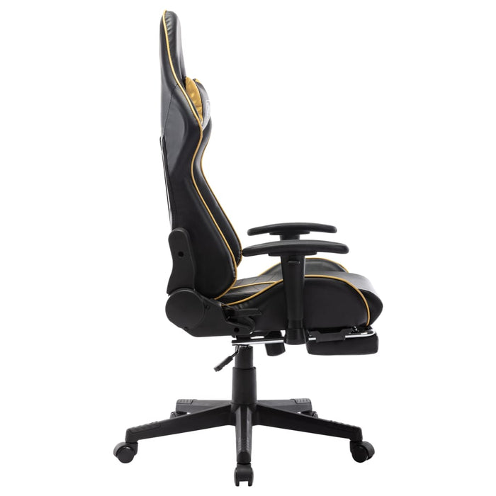 Sedia da Gaming con Poggiapiedi Nera e Oro in Similpelle cod mxl 69309