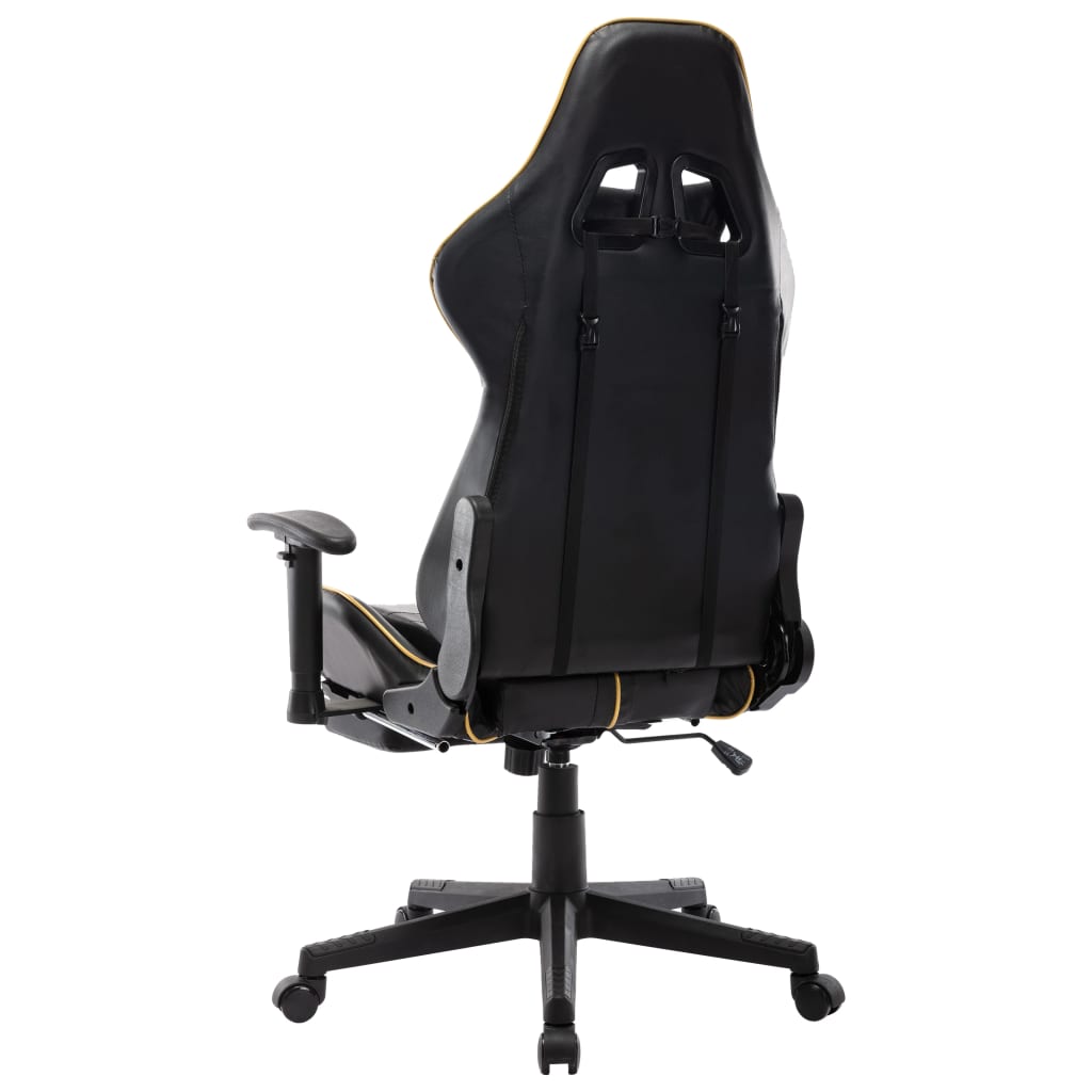 Sedia da Gaming con Poggiapiedi Nera e Oro in Similpelle cod mxl 69309