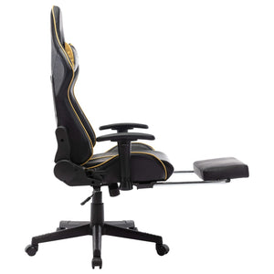 Sedia da Gaming con Poggiapiedi Nera e Oro in Similpelle cod mxl 69309