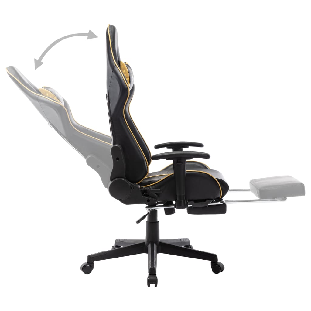 Sedia da Gaming con Poggiapiedi Nera e Oro in Similpelle cod mxl 69309