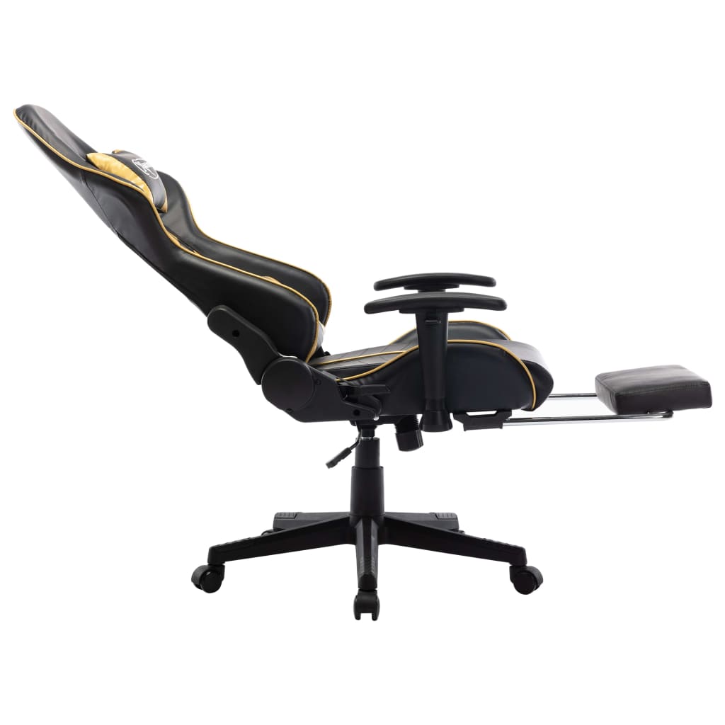 Sedia da Gaming con Poggiapiedi Nera e Oro in Similpelle cod mxl 69309