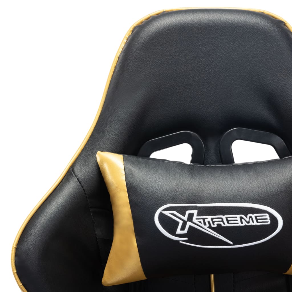 Sedia da Gaming con Poggiapiedi Nera e Oro in Similpelle cod mxl 69309