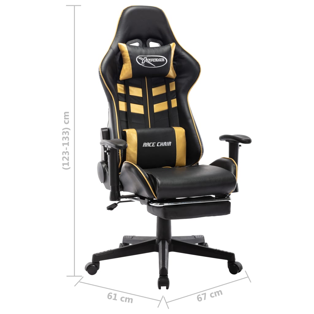 Sedia da Gaming con Poggiapiedi Nera e Oro in Similpelle cod mxl 69309