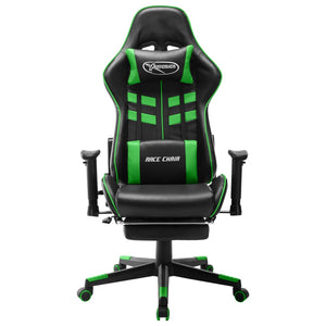 Sedia da Gaming con Poggiapiedi Nera e Verde in Similpelle cod mxl 64518