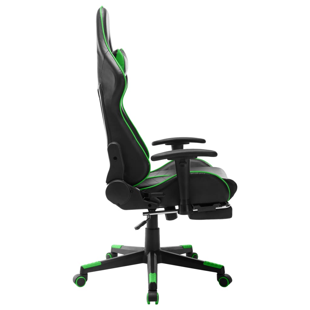 Sedia da Gaming con Poggiapiedi Nera e Verde in Similpelle cod mxl 64518