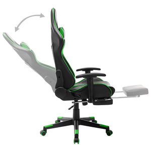 Sedia da Gaming con Poggiapiedi Nera e Verde in Similpelle 20513