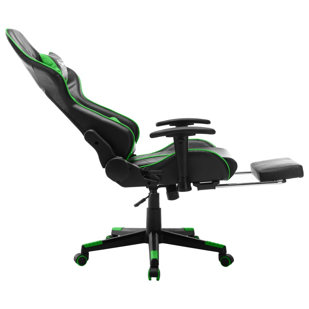 Sedia da Gaming con Poggiapiedi Nera e Verde in Similpelle cod mxl 64518