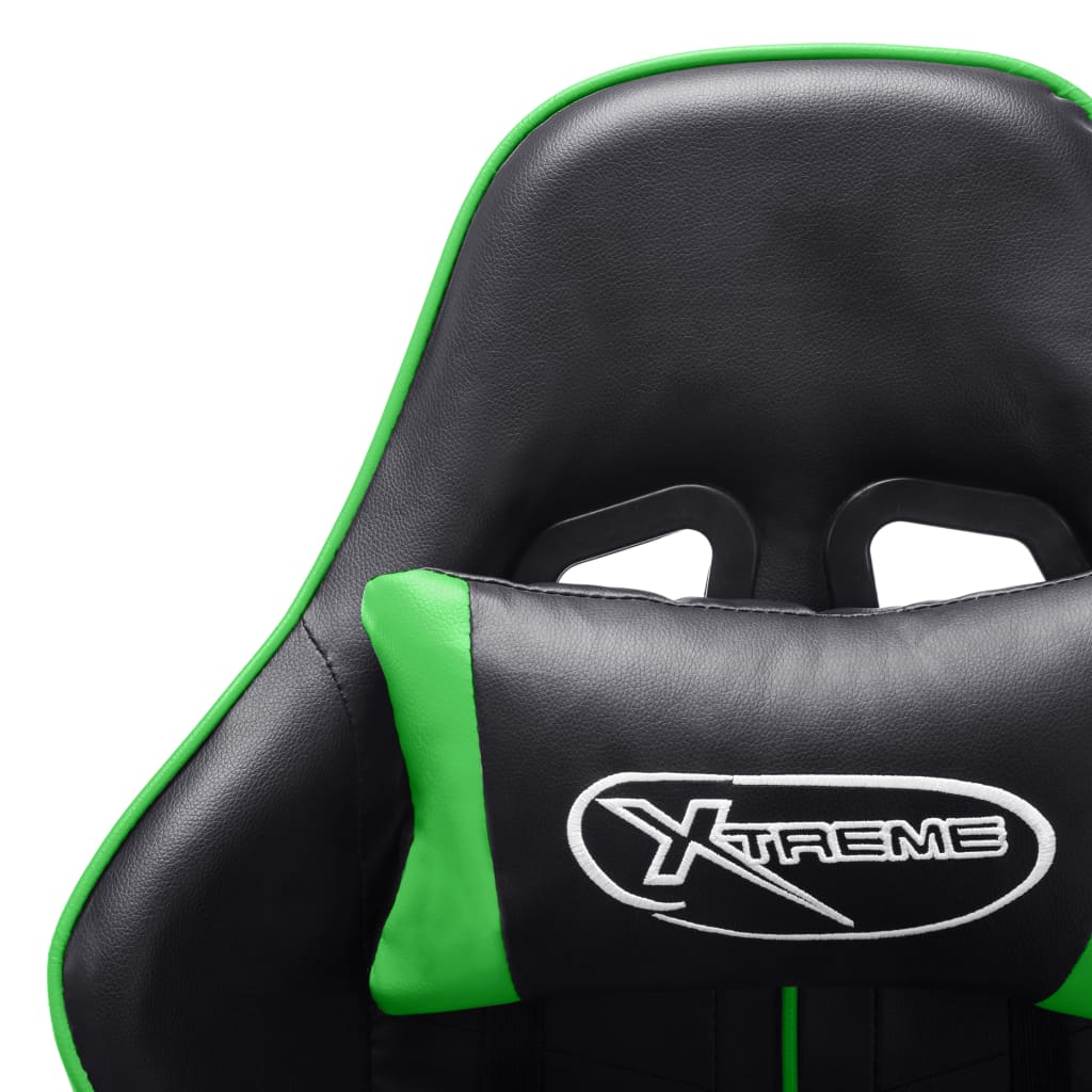 Sedia da Gaming con Poggiapiedi Nera e Verde in Similpelle cod mxl 64518