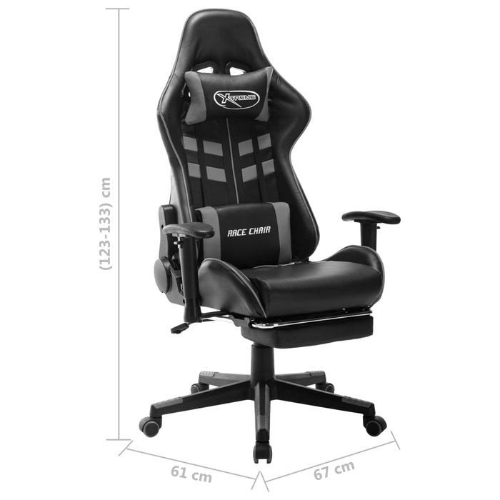 Sedia da Gaming con Poggiapiedi Nera e Grigia in Similpelle cod mxl 72534