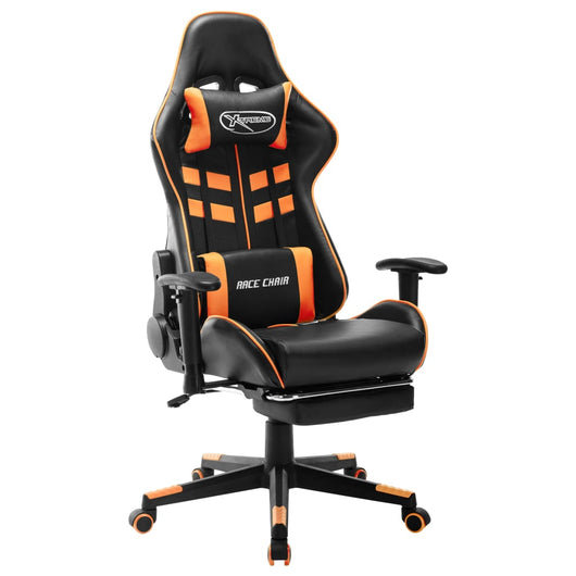 Sedia da Gaming con Poggiapiedi Nera e Arancione in Similpelle cod mxl 62138