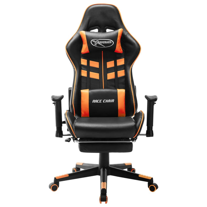 Sedia da Gaming con Poggiapiedi Nera e Arancione in Similpelle cod mxl 62138